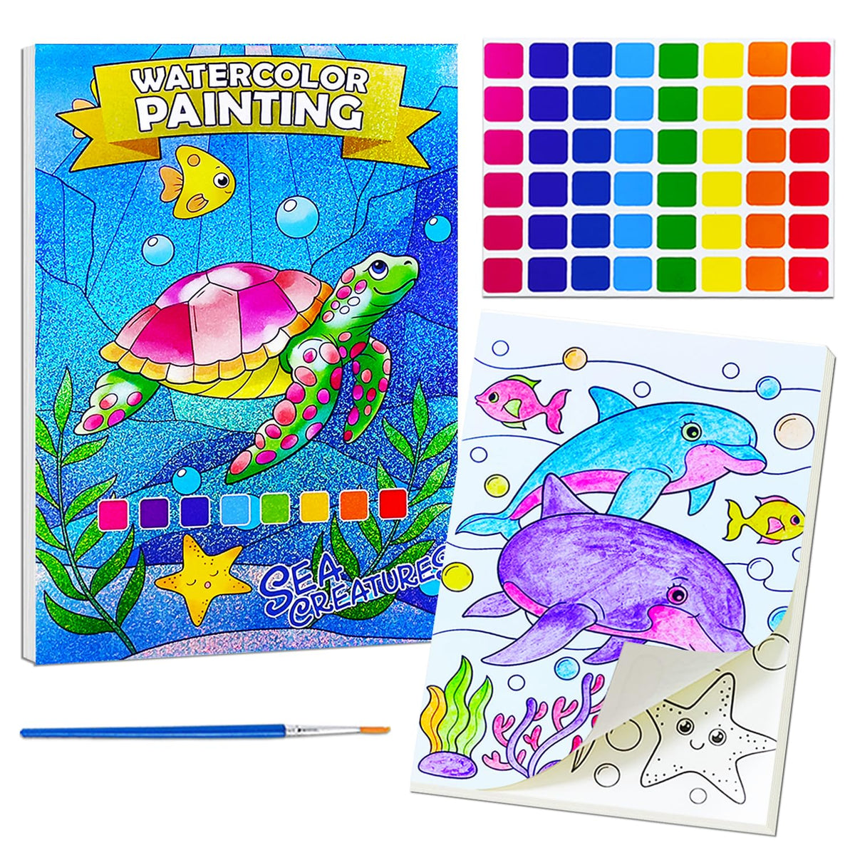 JUNQIU US watercolor book for kids with vibrant patterns to spark creativity