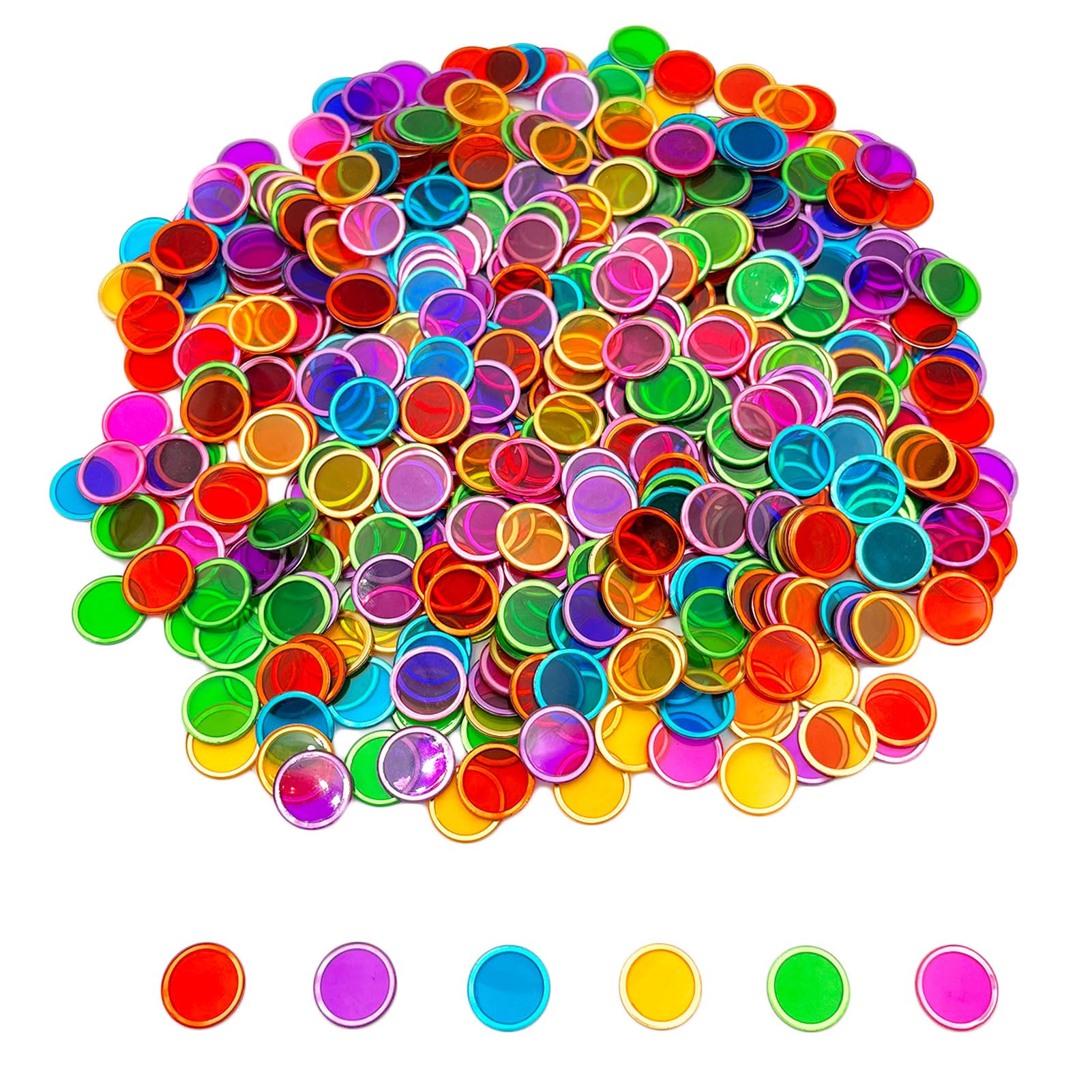 JUNWRROW bingo chips 600-piece rainbow set for vibrant group games.