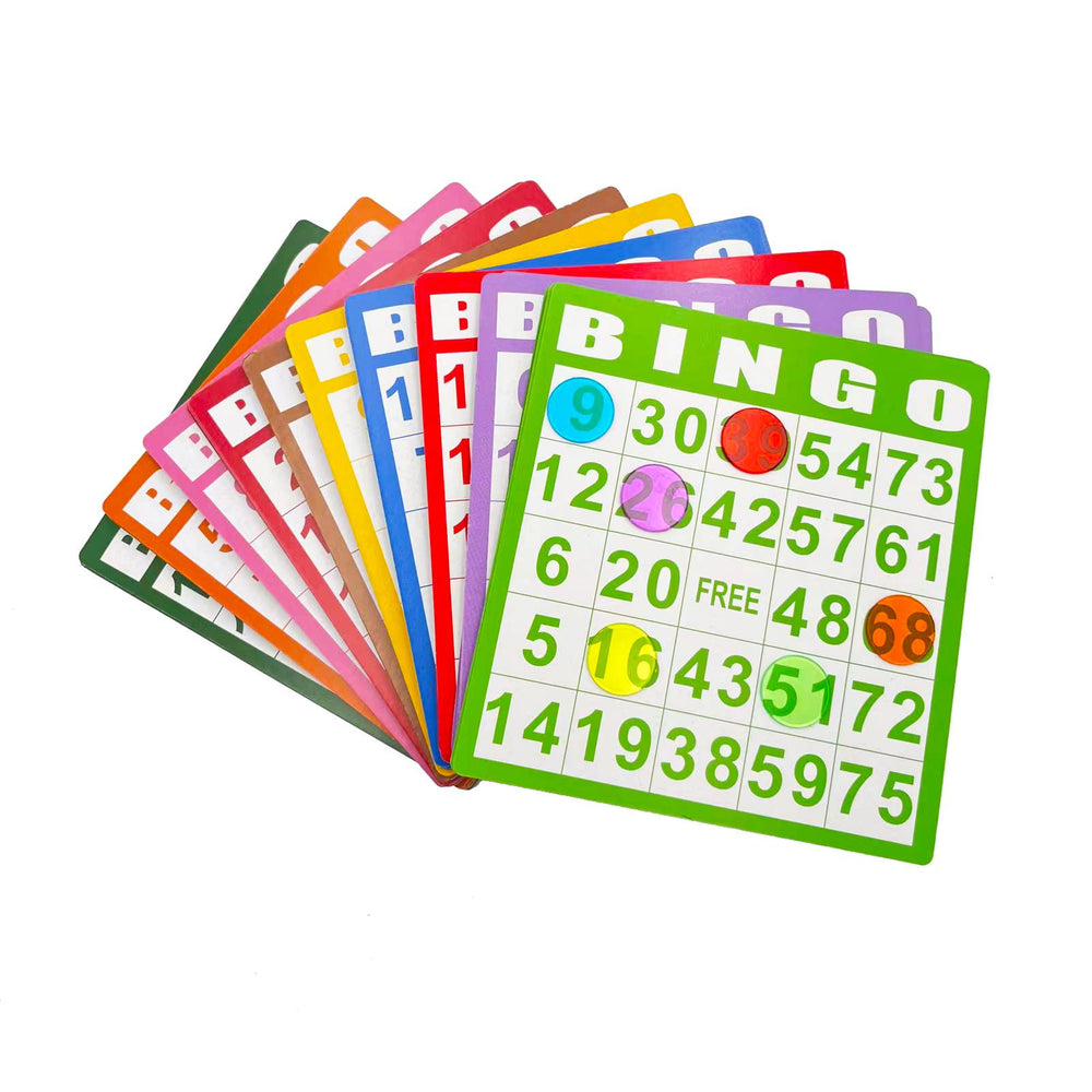 JUNWRROW colorful bingo chips and bag help organize and host lively games