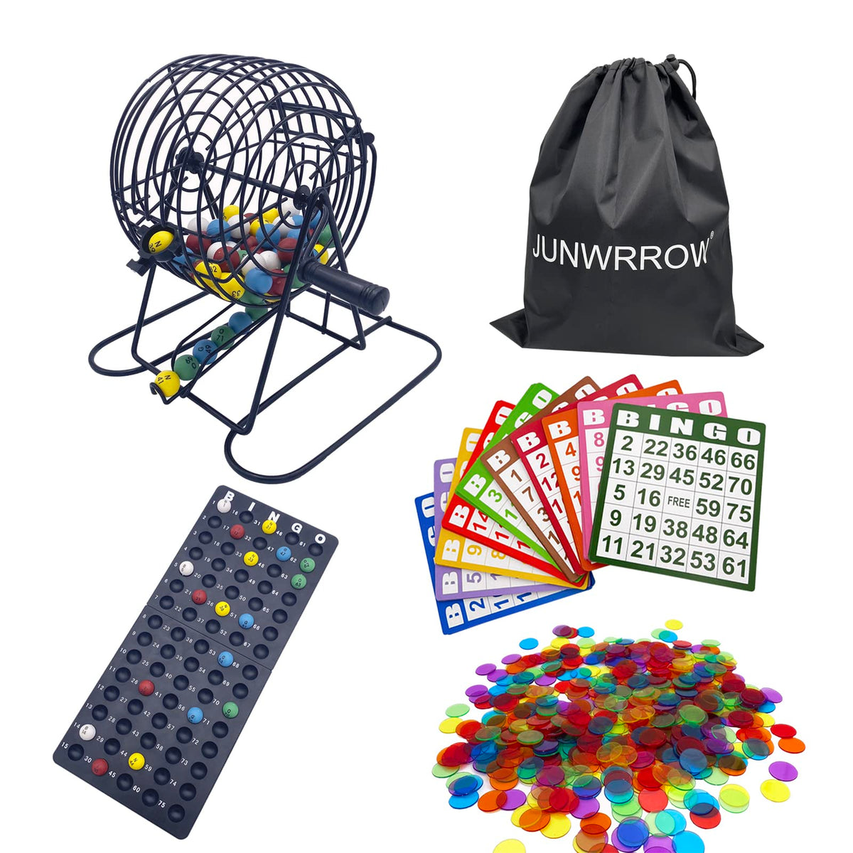 JUNWRROW Deluxe Bingo Cage with a 6-inch rotary mechanism for smooth number draws