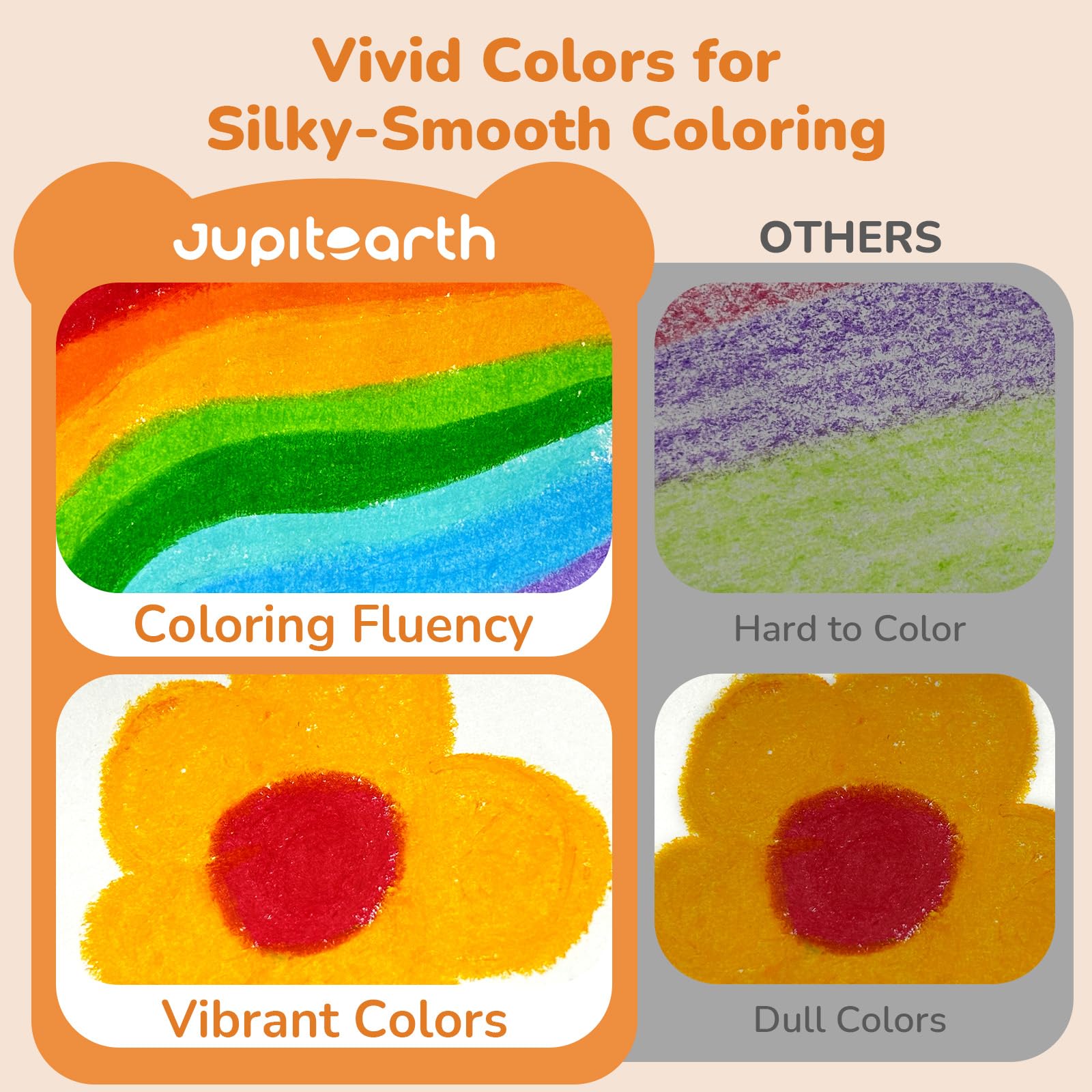 JUPITEARTH silky glide lets kids color smoothly with less pressure.