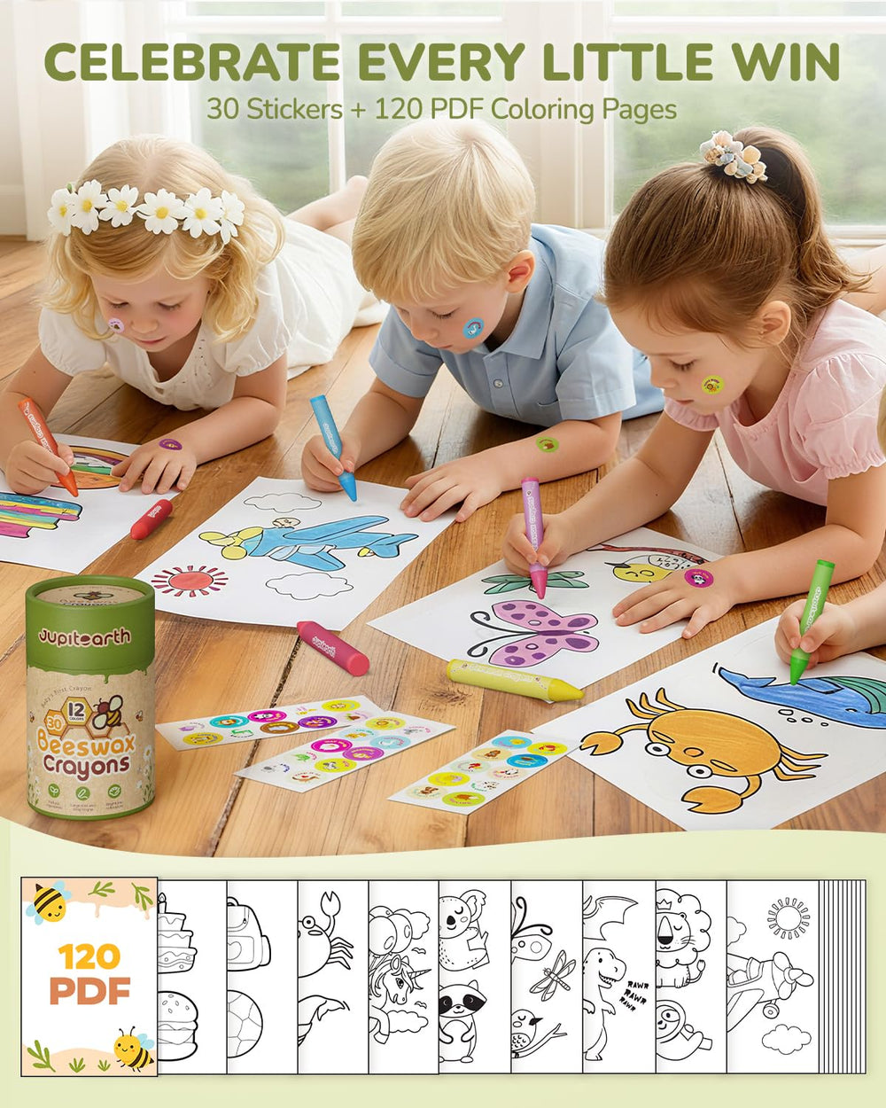JUPITEARTH 30 animal stickers to reward kids' effort