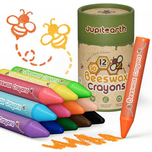 JUPITEARTH beeswax crayons in box for toddlers and color exploration