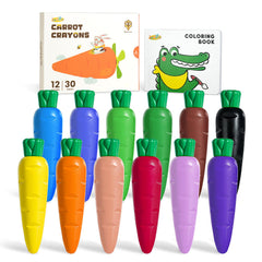 Jupiterarth carrot crayons, 12 colors, vibrant art for kids, ideal for creative play