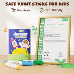 JupiterEarth child using paint sticks in classroom, safe and washable.