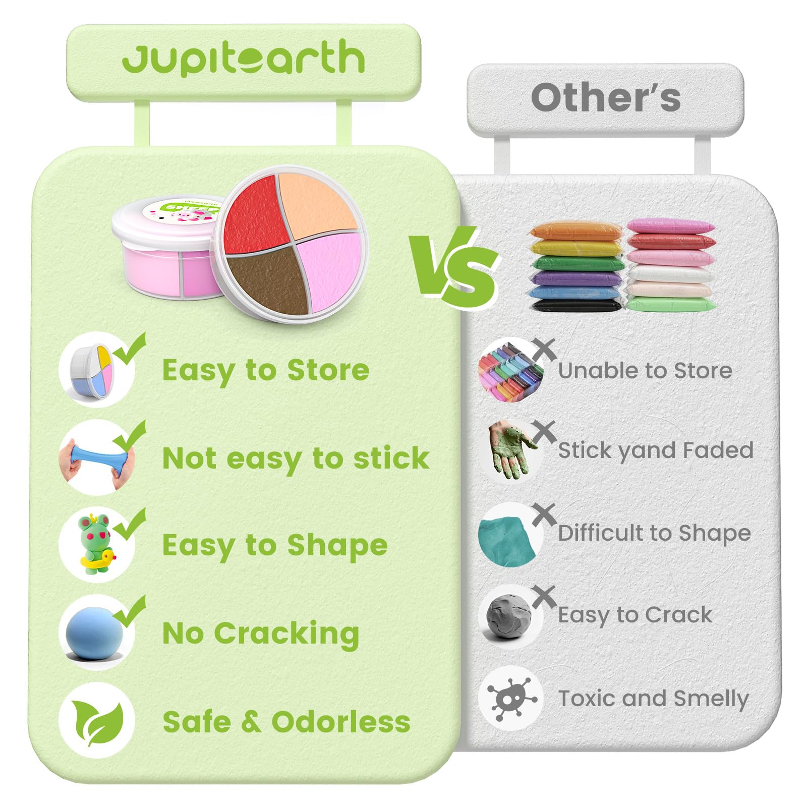 Jupiterarth color compartments organize vibrant clays for quick, creative projects.