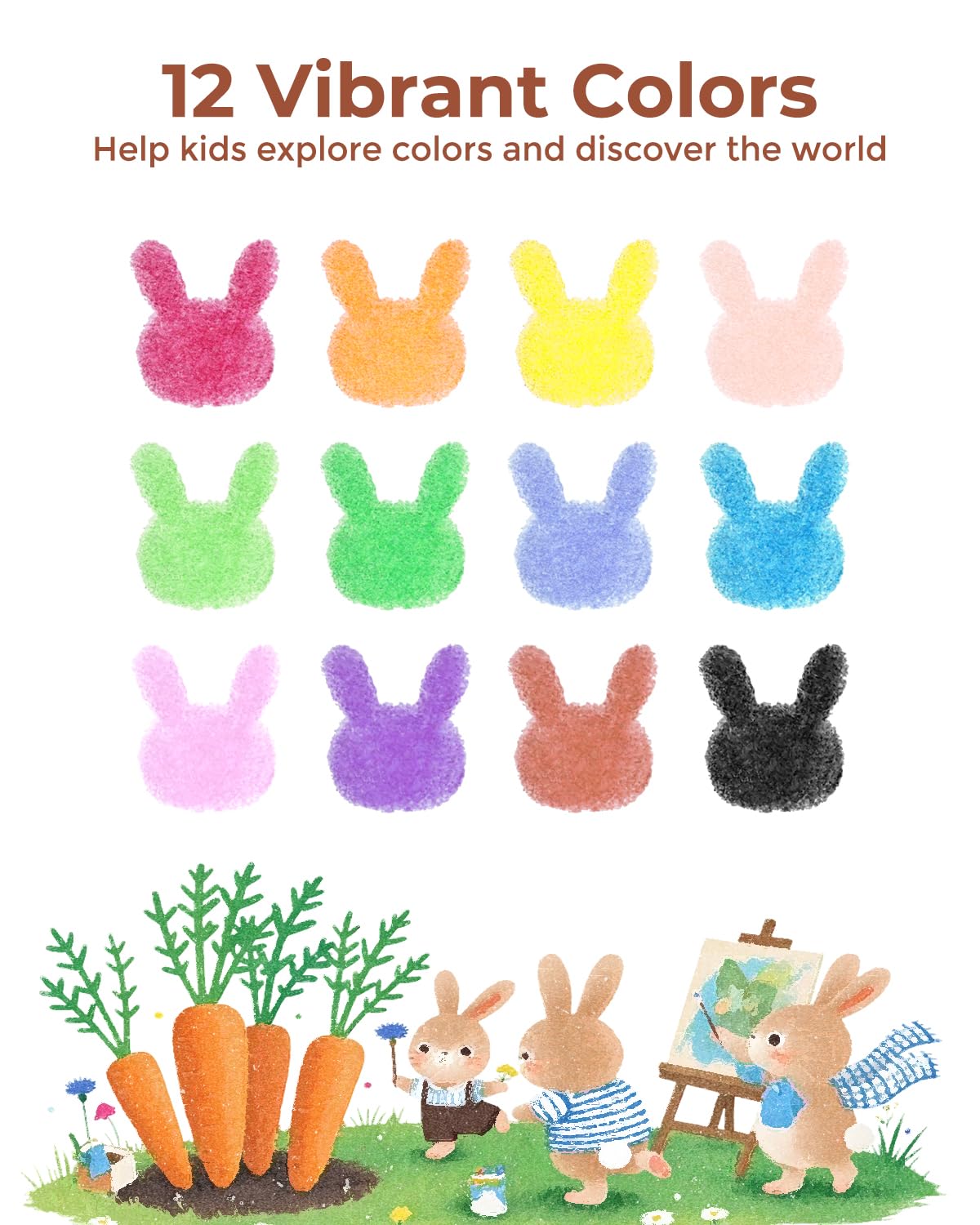 Jupiterarth carrot-shaped crayons with detachable leaf top, easy for small hands