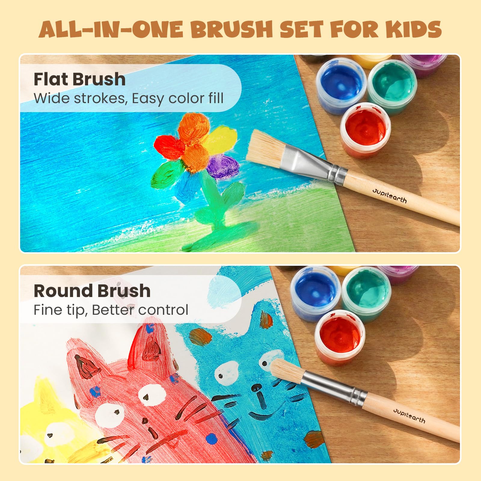 JUPITEARTH's firm bristles enable versatile strokes for textures and colors.