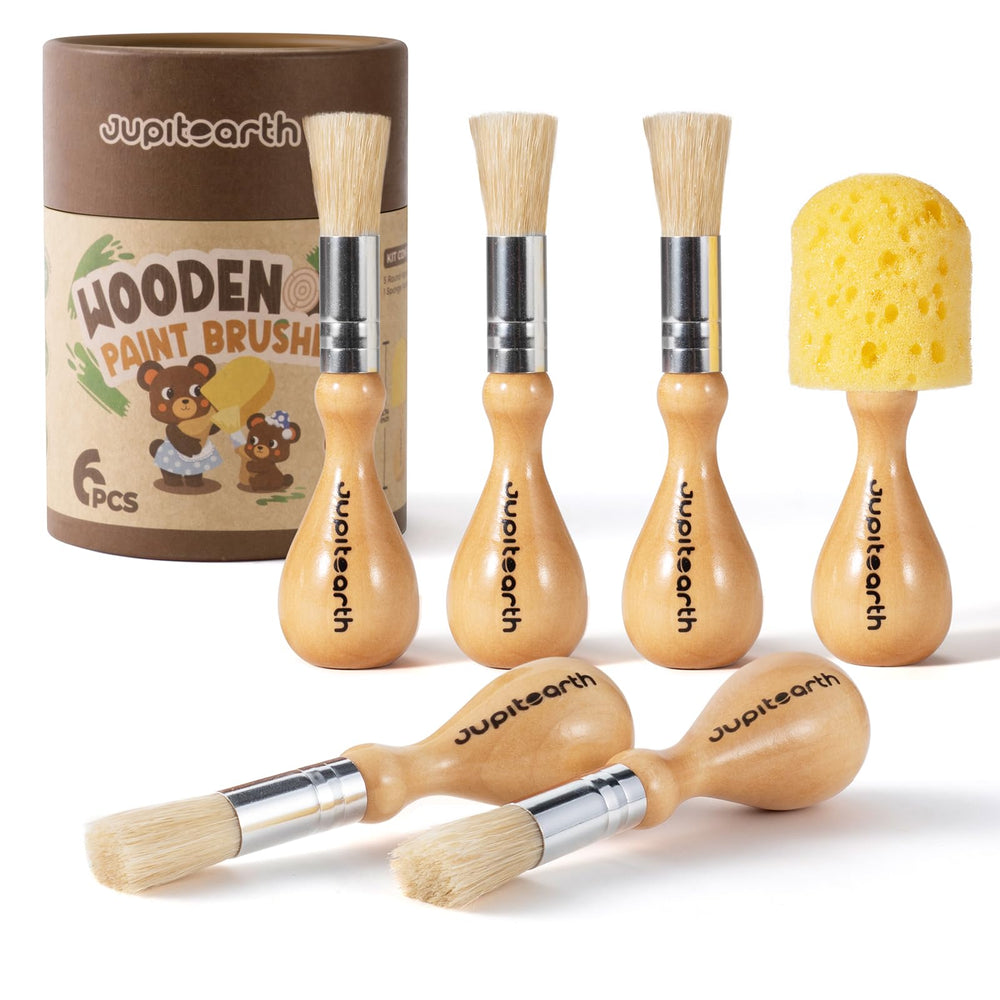 JUPITEARTH jumbo kids paint brushes with round bristles for confident painting.