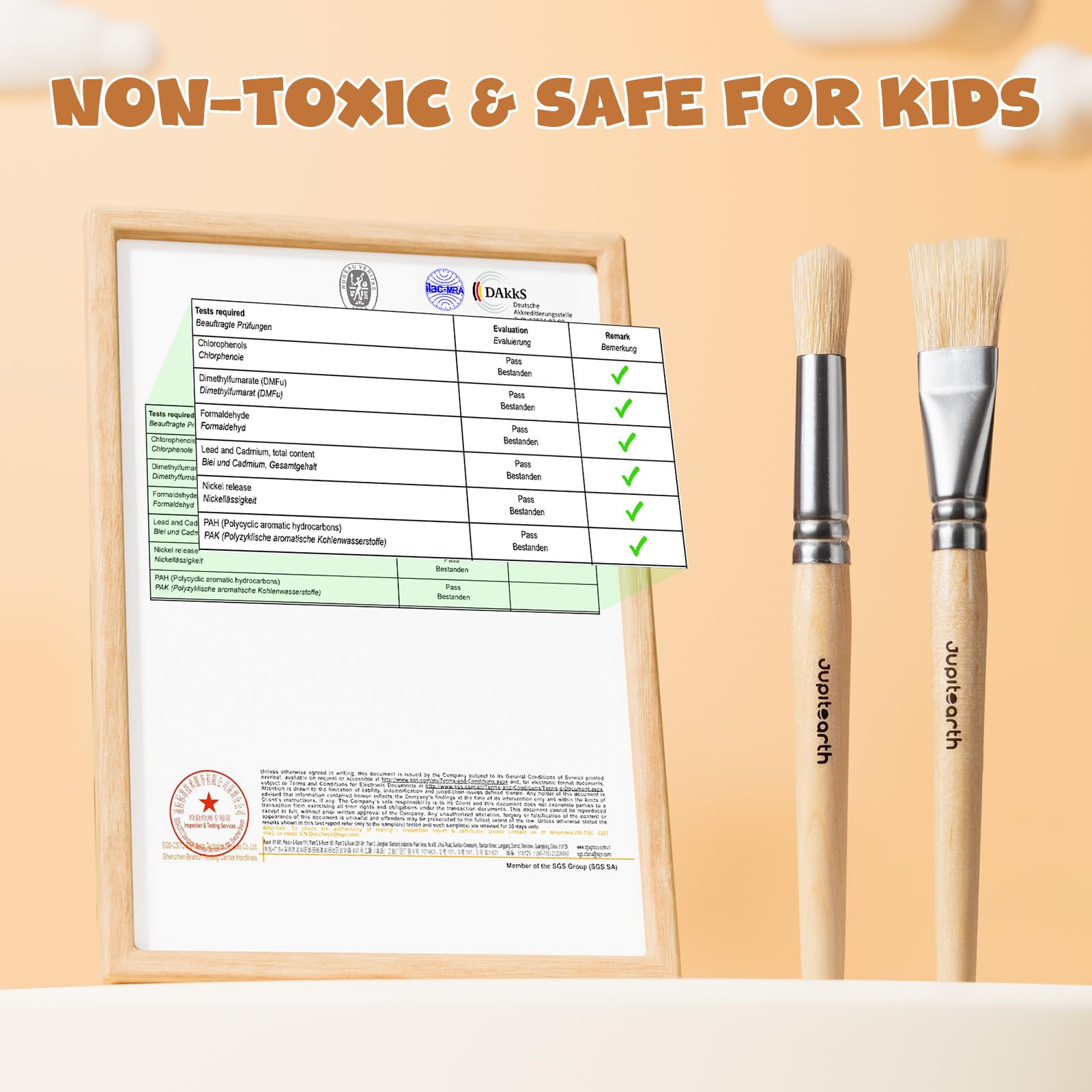 JUPITEARTH natural wood handles provide comfortable grip during long painting sessions.