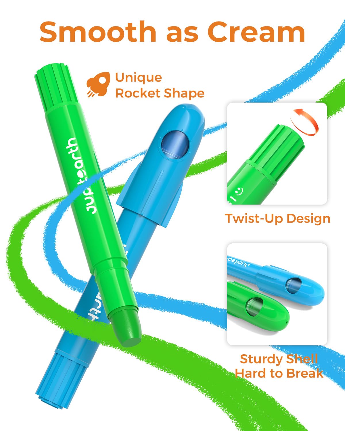 JUPITEARTH twist crayons with protective shell helps prevent breakage