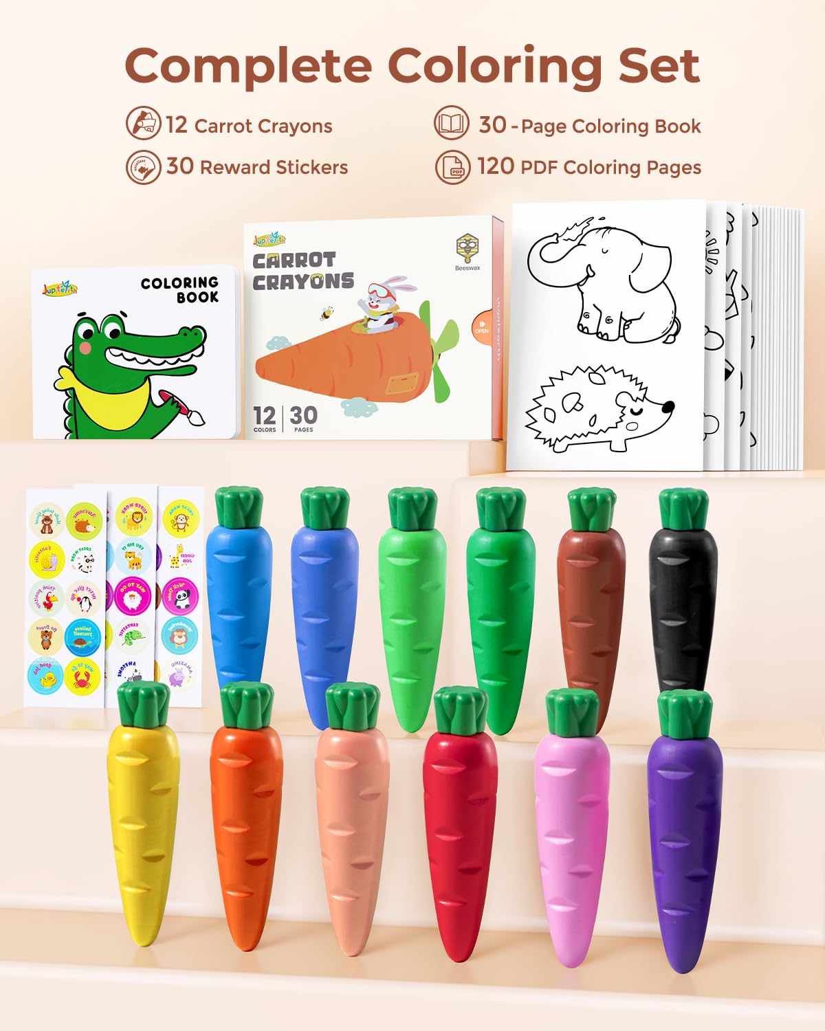 Jupiterarth washable crayons for mess-free coloring sessions with easy cleanup