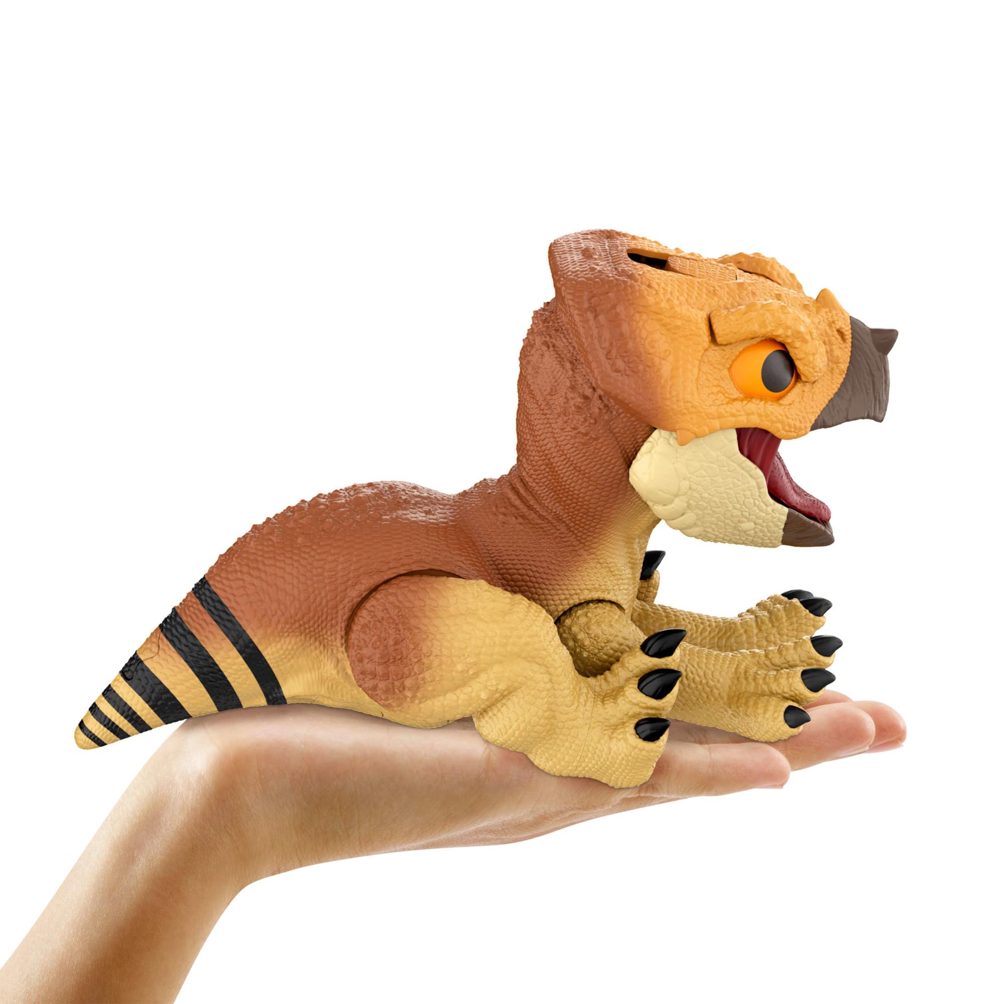Dolores opens mouth and chomp sounds enhance action-packed play