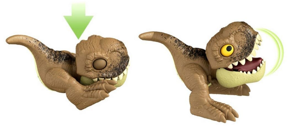 Jurassic World Dominion Uncaged T-Rex press-down figure ideal for interactive storytelling.