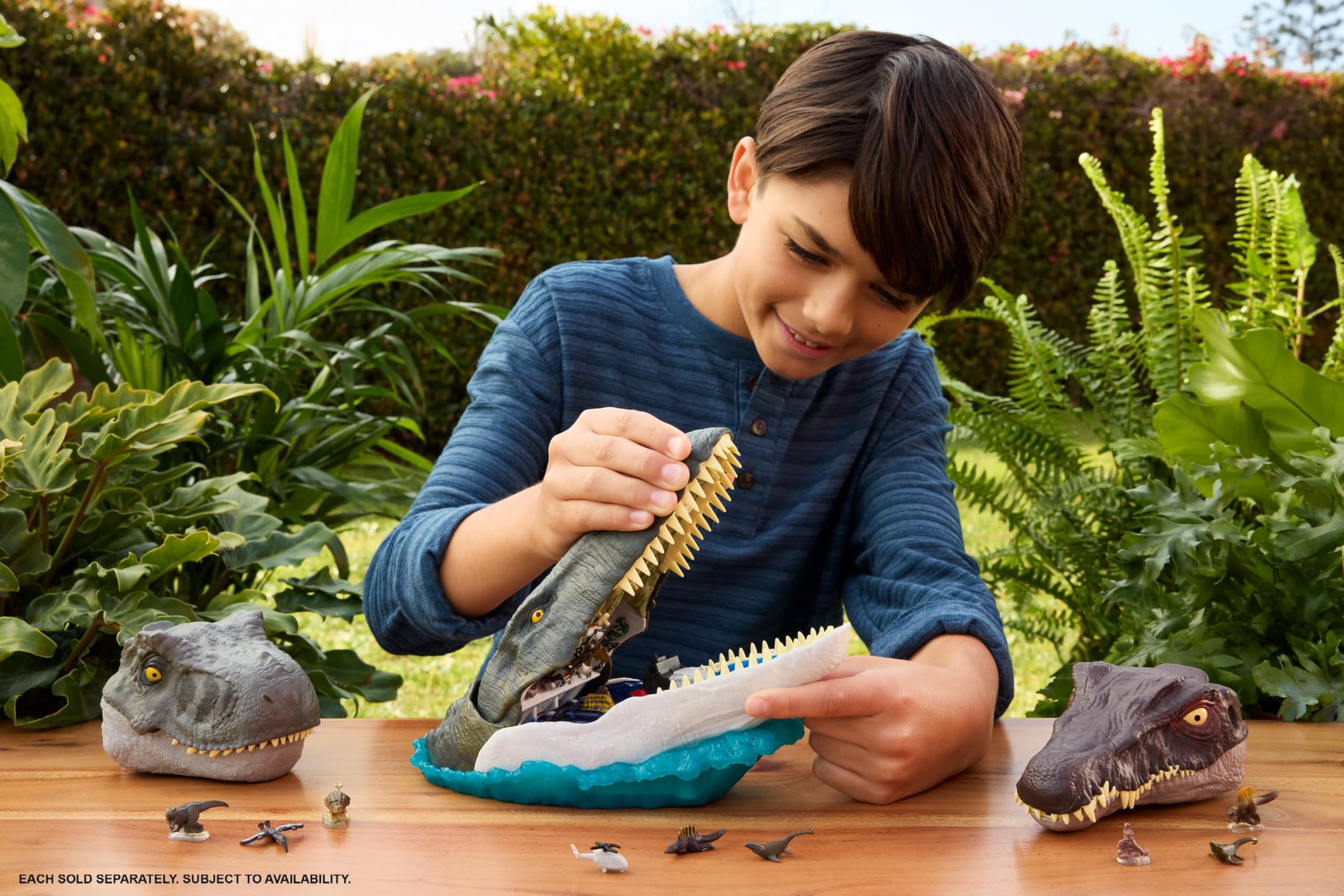 Mosasaurus playset features seven interactive elements for adventures.
