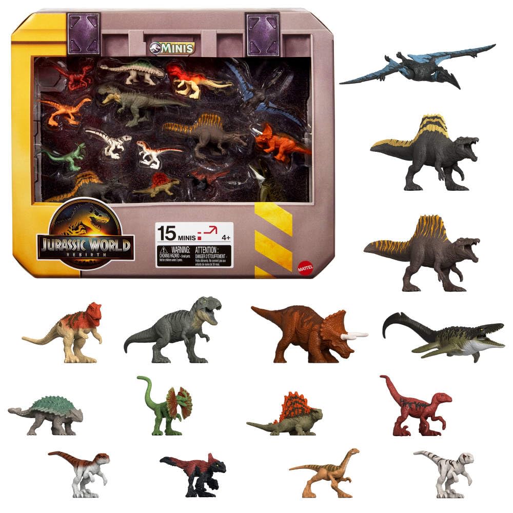 Jurassic World Rebirth mini dino figures for imaginative play and display.