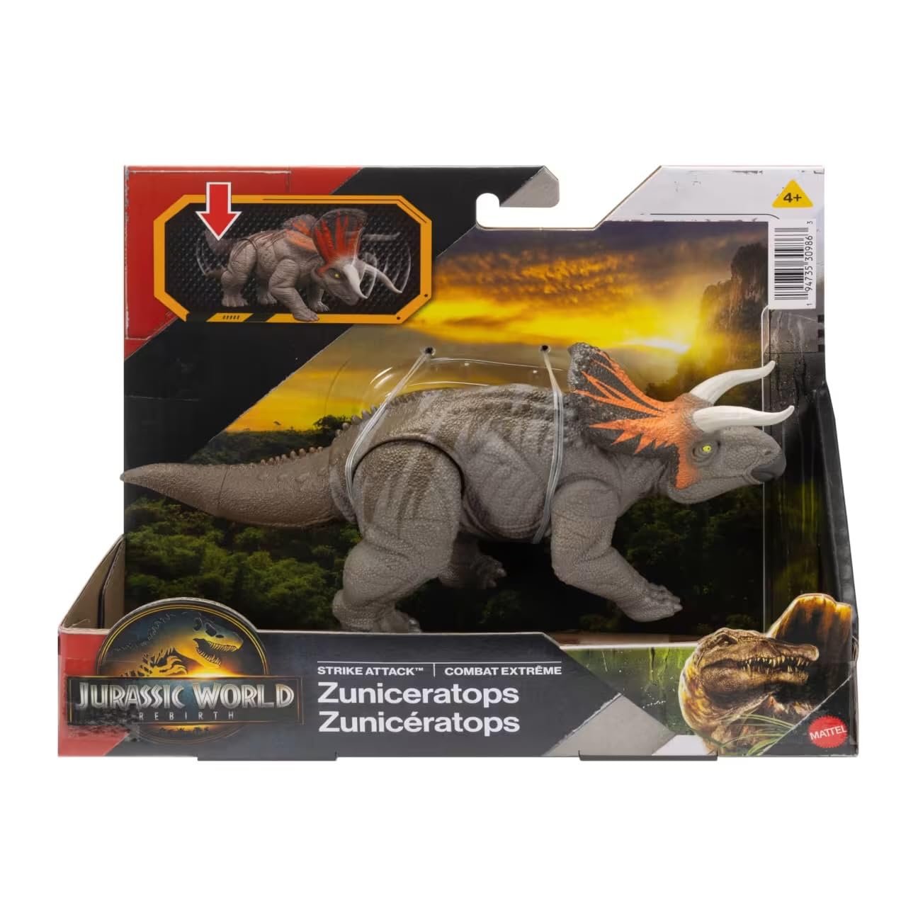 Jurassic World Rebirth Strike Attack figure showing movable joints for authentic movie-style posing.