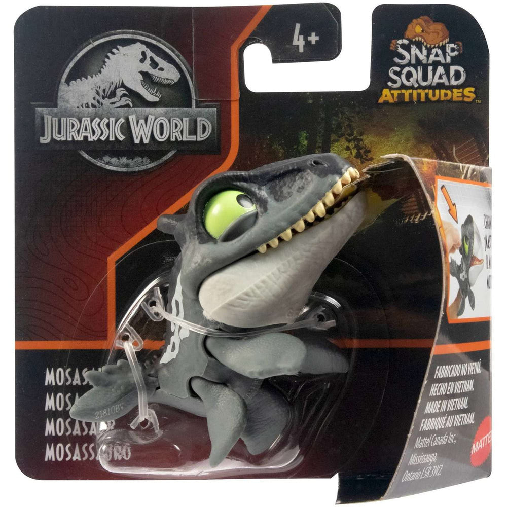 Jurassic World Snap Squad Attitudes Spinosaurus figure for dynamic play and display.