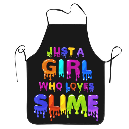 Just A Girl Who Loves Slime Apron front view protects kids' clothes during messy projects