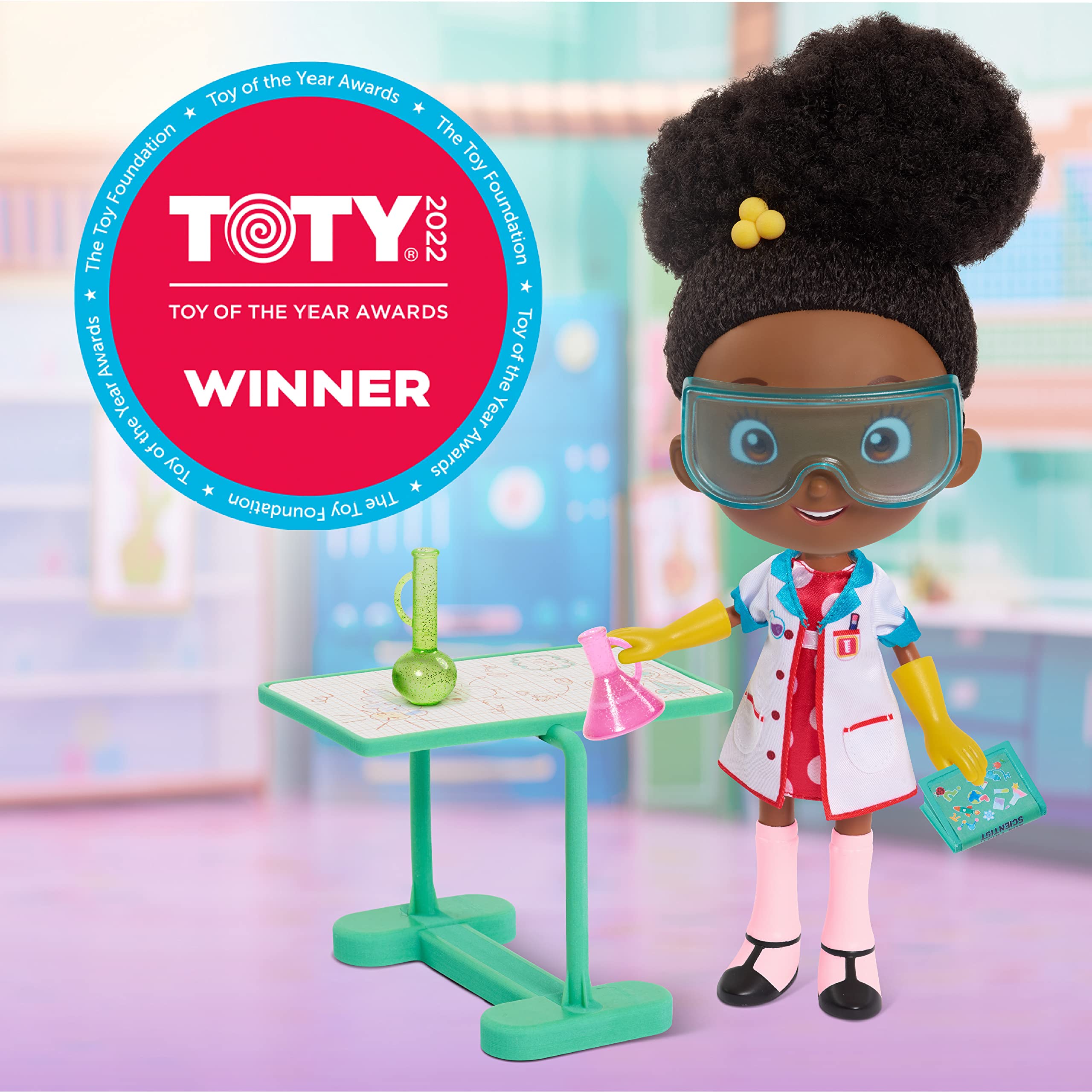 Just Play Ada Twist goggles and gloves for pretend lab safety.