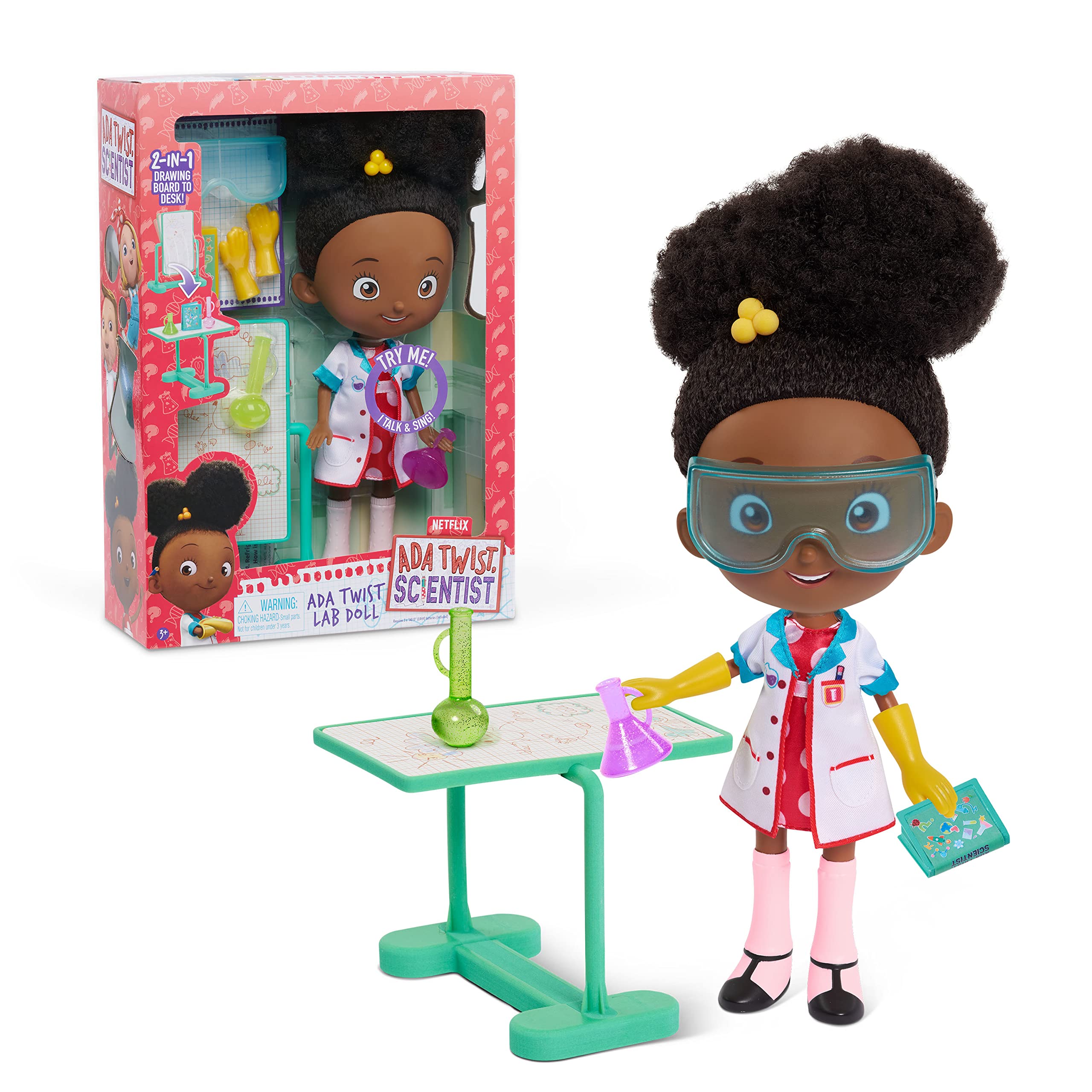 Just Play Ada Twist Lab Doll, 12.5 inches, ready for imaginative science play.