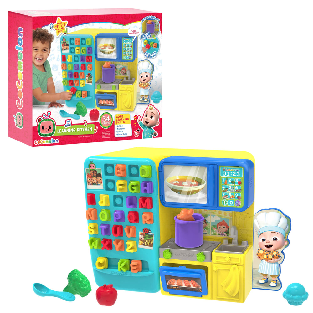 Just Play CoComelon Learning Kitchen microwave keypad helps kids practice counting.