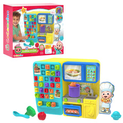 Just Play CoComelon Learning Kitchen microwave keypad helps kids practice counting.