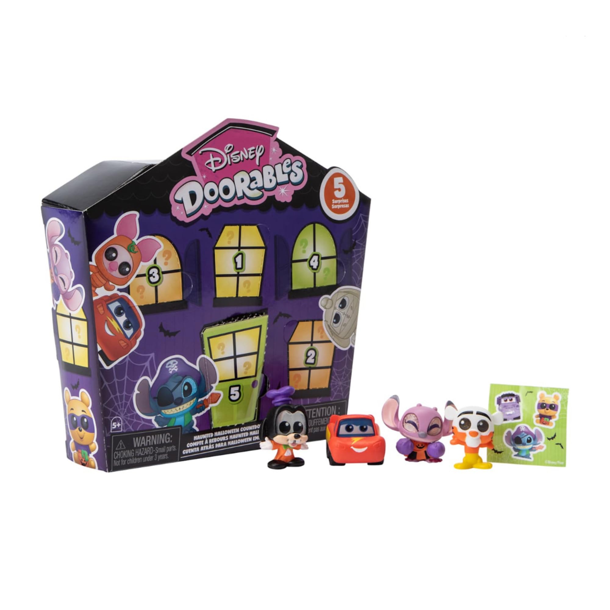 Close-up of figures from Just Play Disney Doorables Halloween Edition for imaginative play.
