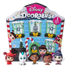 Just Play Disney Doorables holiday display packaging showcases charming winter decor.
