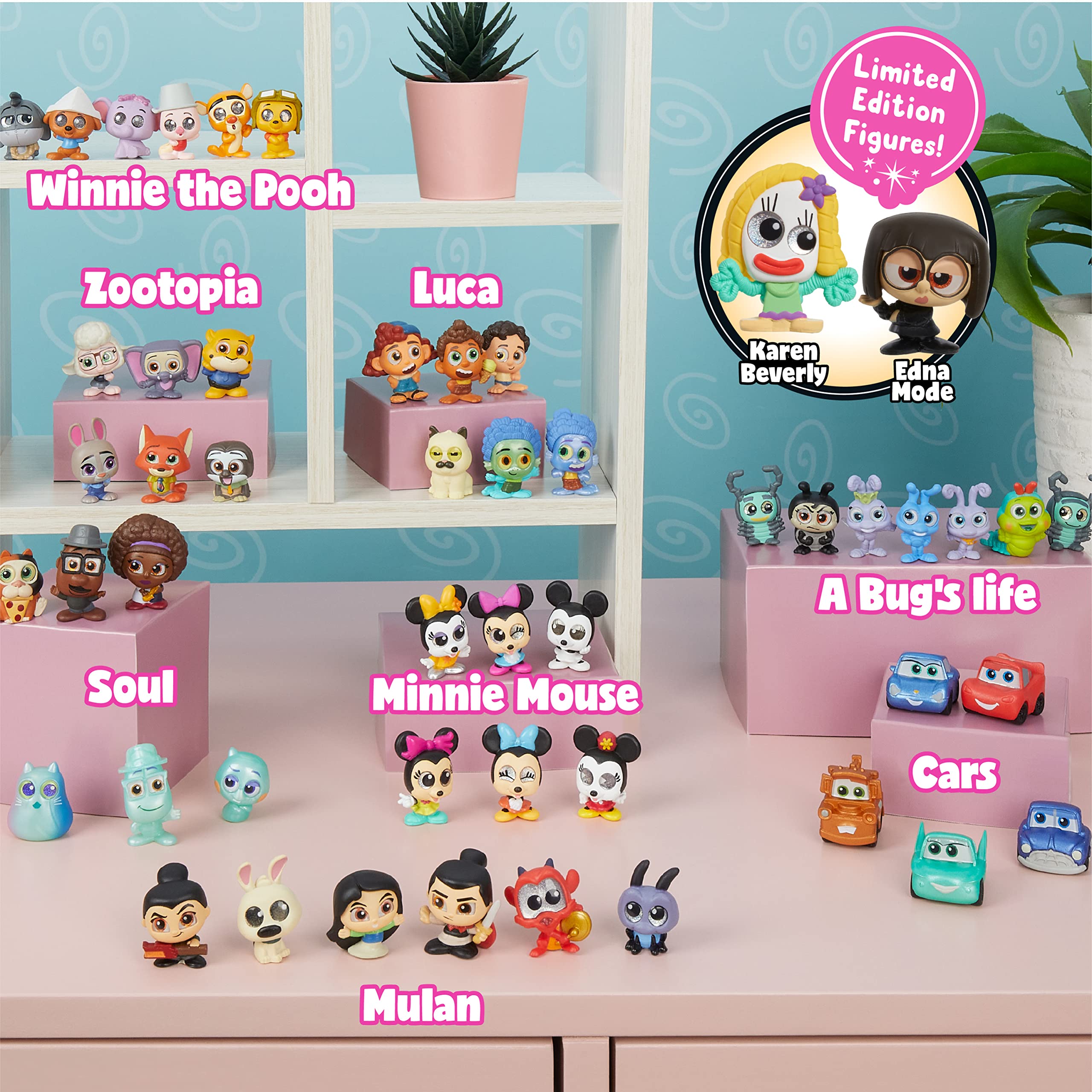 Just Play Disney Doorables Multi Peek Series 9 figures sparkle with glitter eyes for expressive play