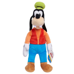Just Play Disney Goofy plush close-up highlighting embroidered features for realism.