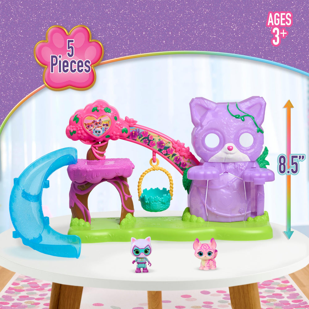 Su-Purr Wild Playset slide action inviting kids to slide Bitsy down