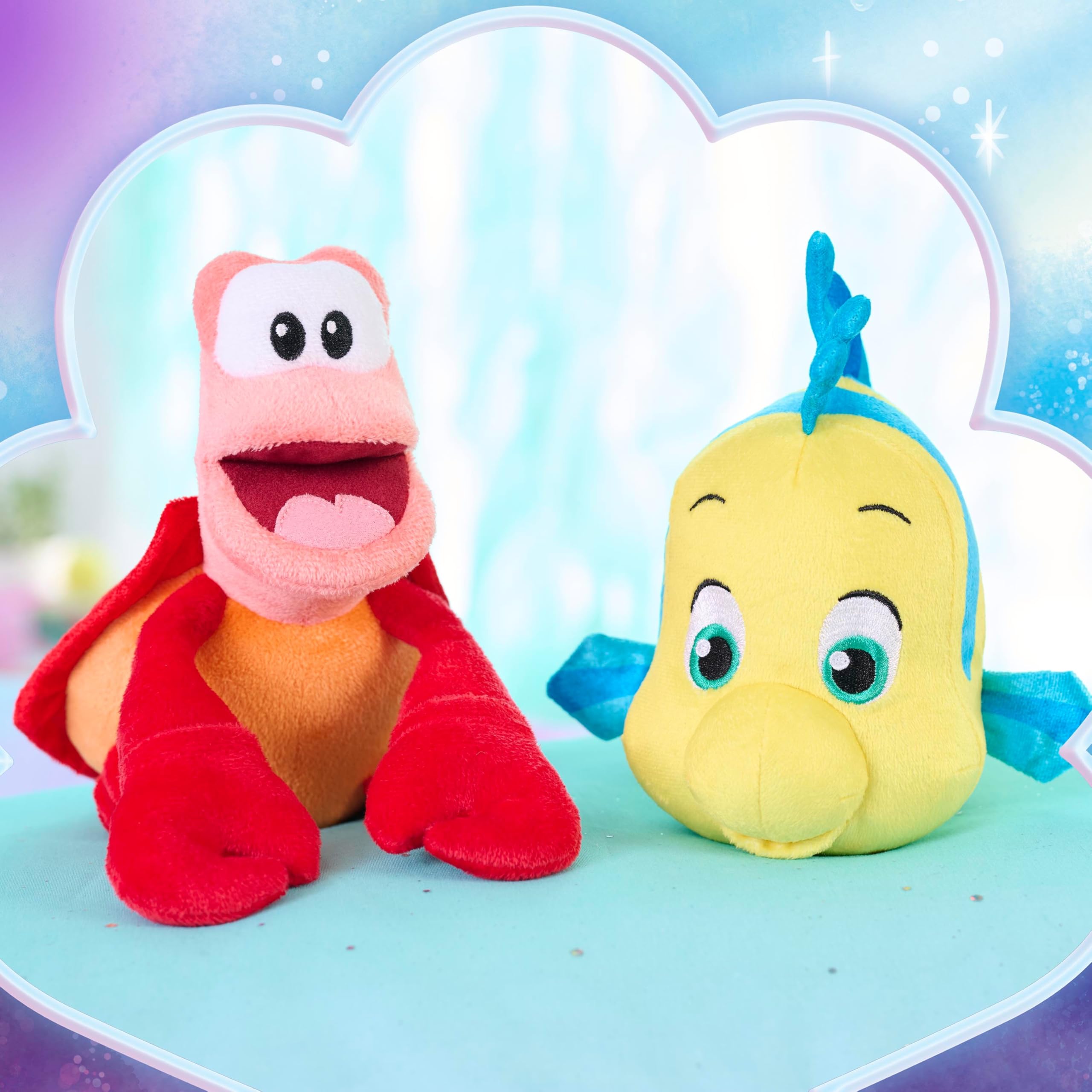 Just Play Ariel Flounder plush sparkle fins, eye-catching detail.