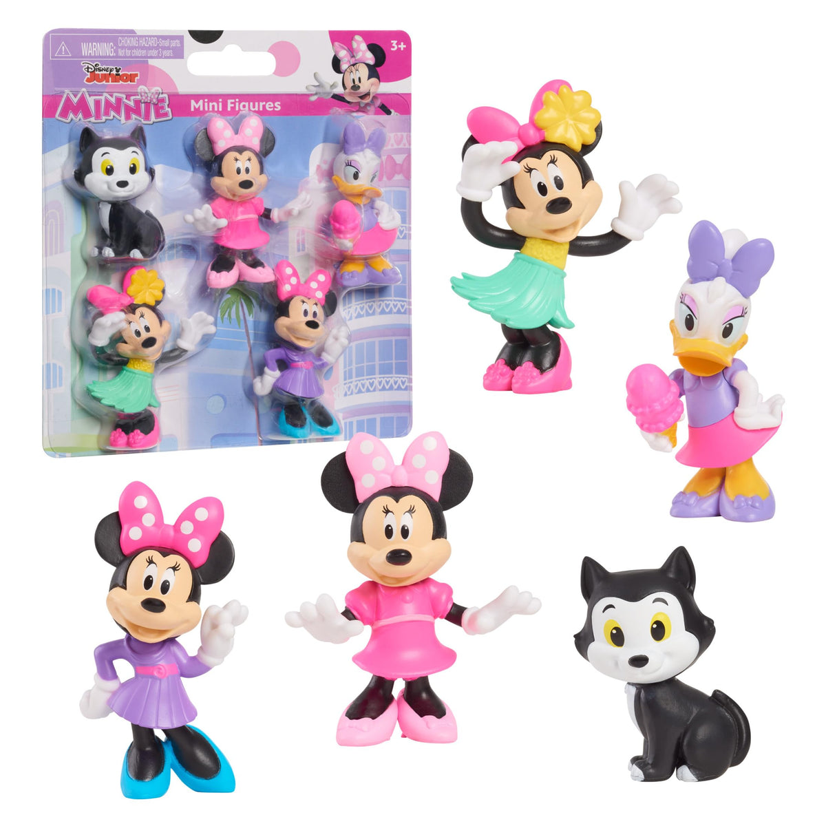 Just Play Minnie Mouse mini figure in purple dress for imaginative play.
