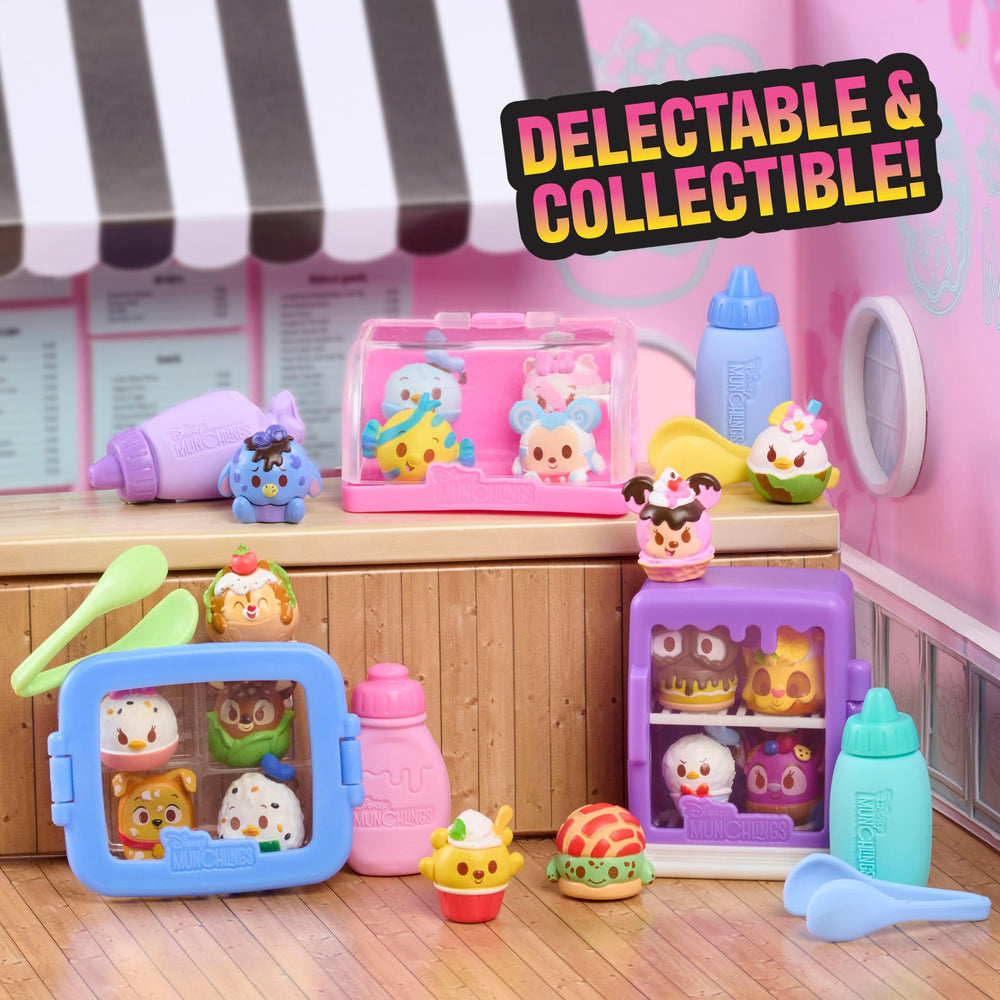 Just Play Disney Munchlings Mini Munch Display bakery case scene encourages imaginative play.