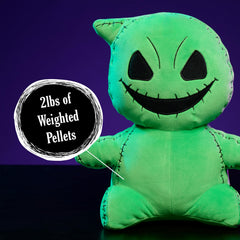 Just Play Disney Oogie Boogie weighted plush side view glowstick-green fabric
