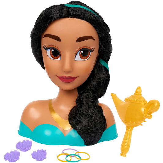 Just Play Disney Jasmine styling head with accessories for imaginative hair play.
