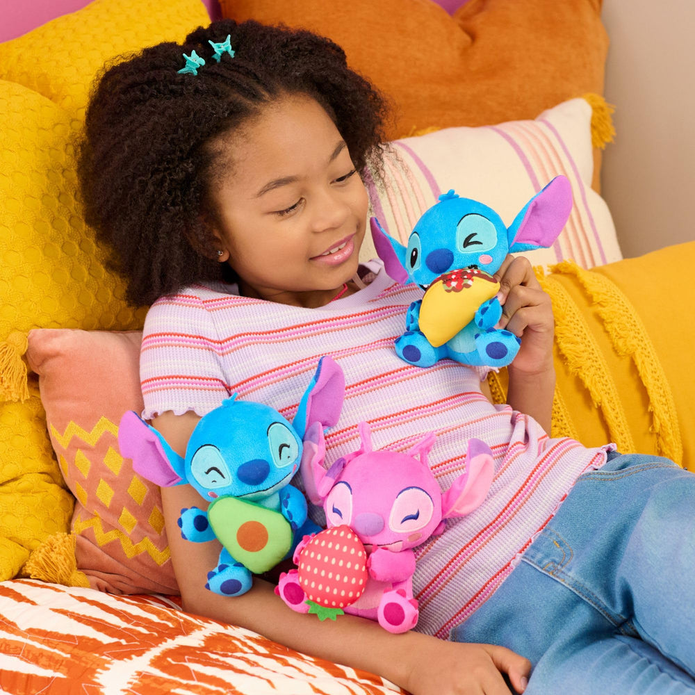 Just Play Disney Stitch Angel plush with embroidered features for a gentle, soft look.