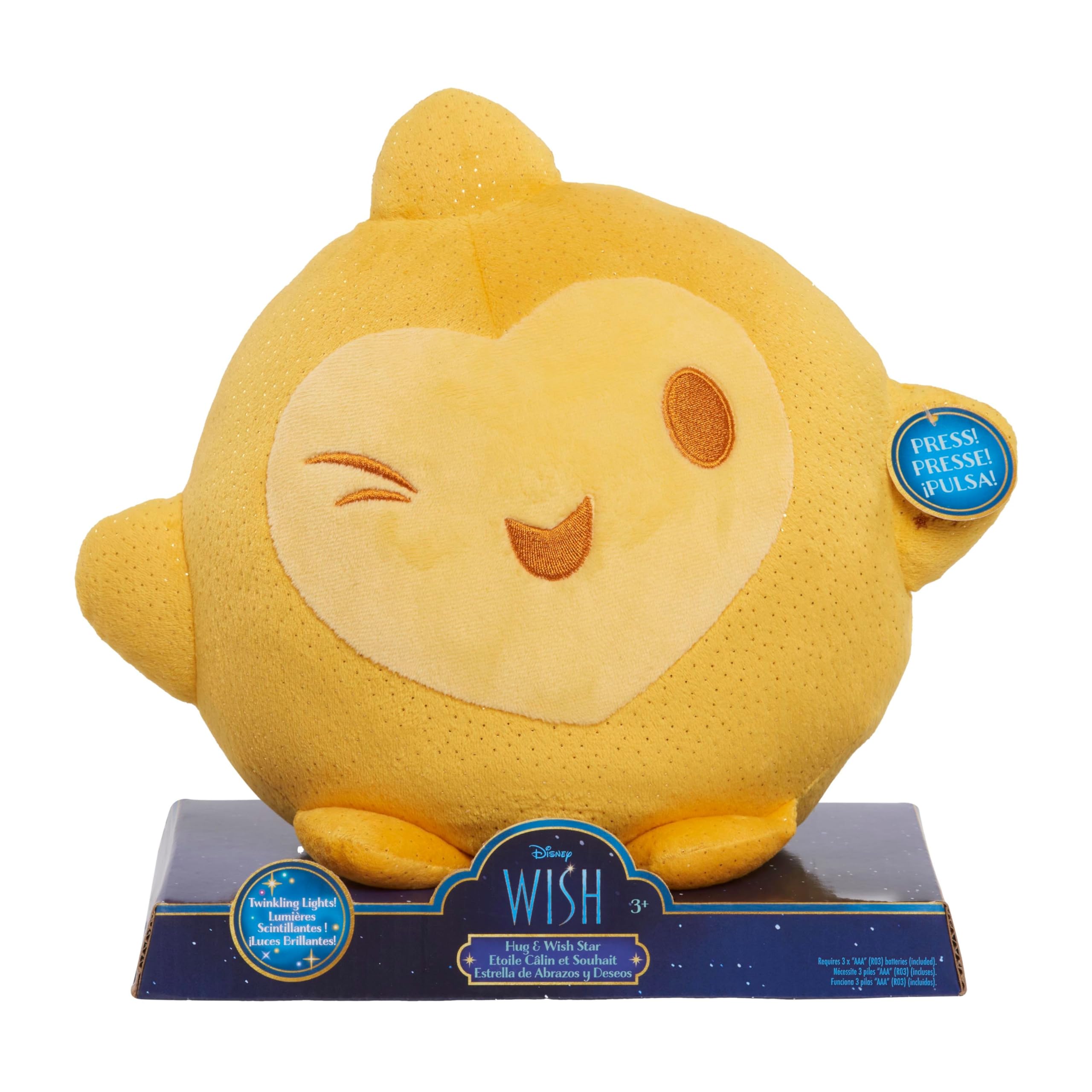Just Play Disney Wish Hug & Wish Star embroidered details showcase craftsmanship and charm