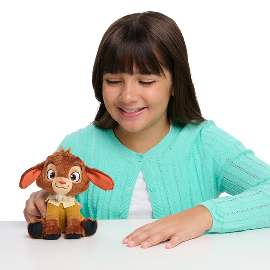 Just Play Disney Wish Valentino plush belly press, activates cheerful phrases for interactive storytelling.