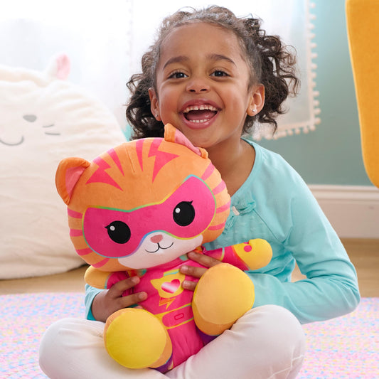 Ginny orange and pink striped plush ideal for cuddles.