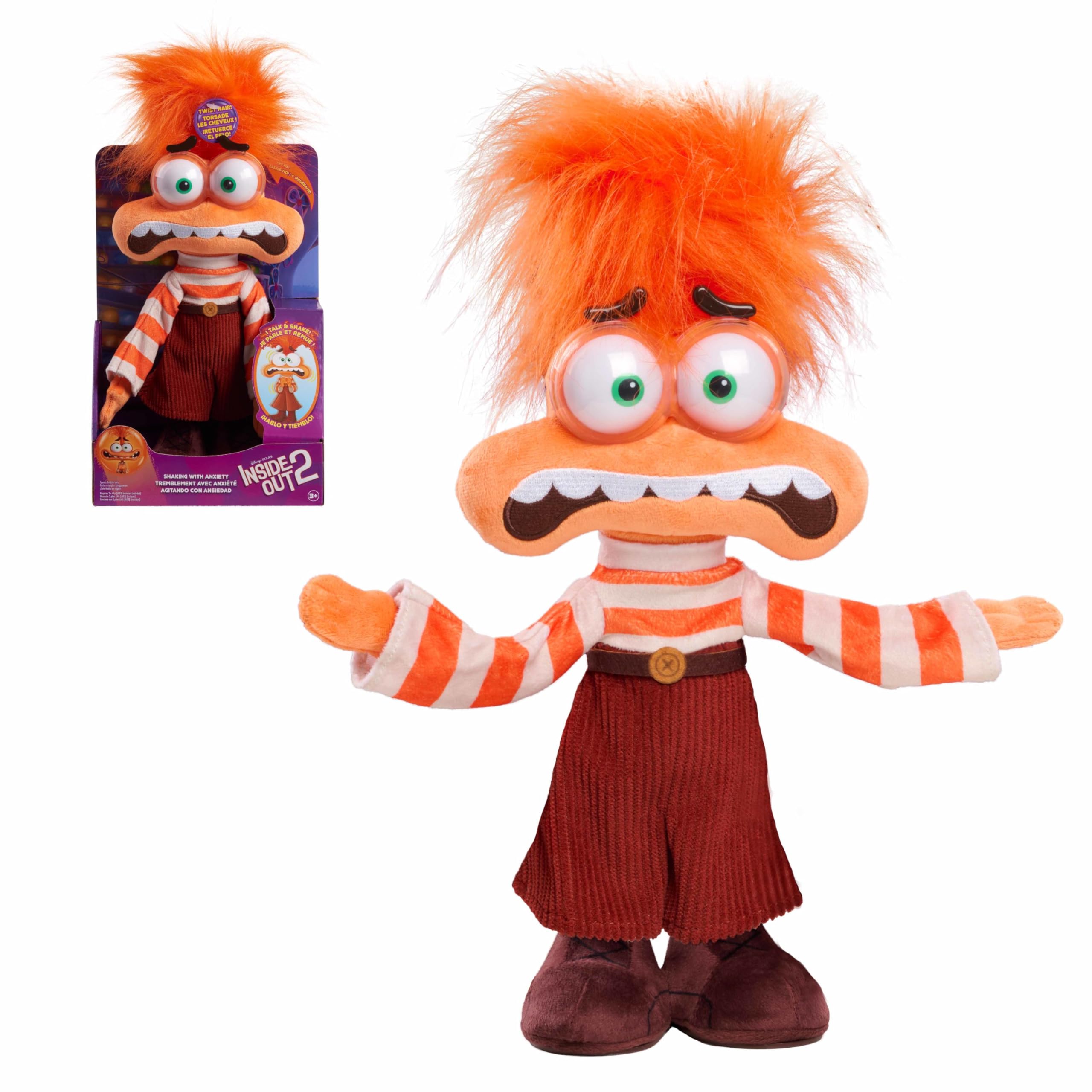 Just Play Inside Out 2 Anxiety plush in a hugging pose for cozy play.