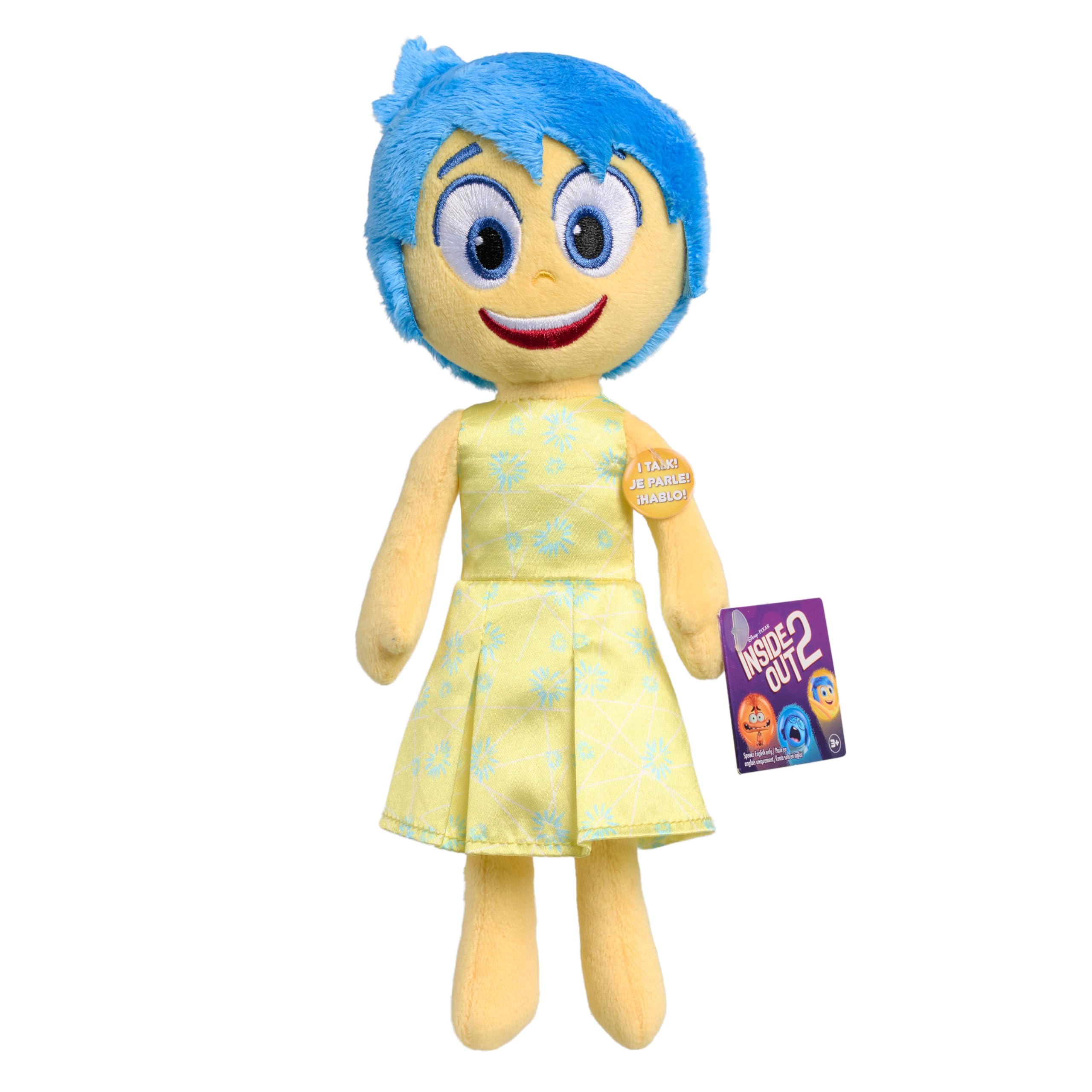 Just Play Inside Out 2 Joy small plush in a yellow satin dress for comforting play sessions.