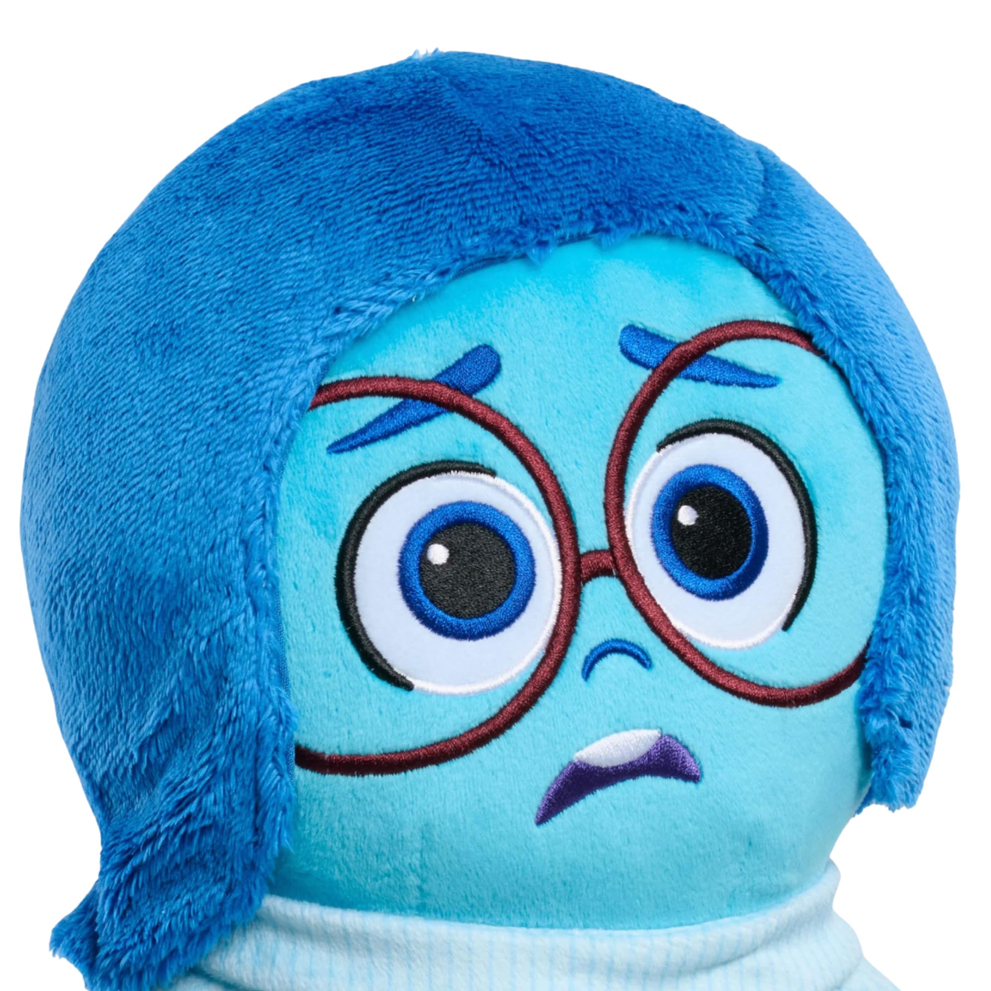 Just Play Inside Out 2 Sadness plush with embroidered facial features for expressive play.