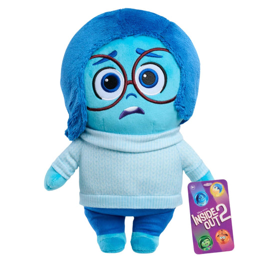 Just Play Inside Out 2 Sadness large plush, 12-inch cuddly friend for cozy playtime.