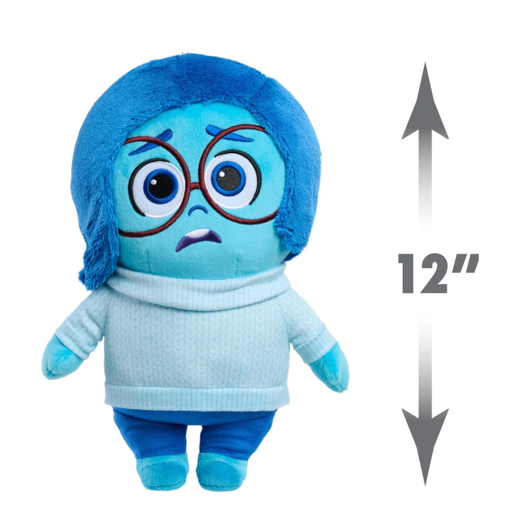 Just Play Inside Out 2 Sadness plush with textured turtleneck sweater for tactile charm.