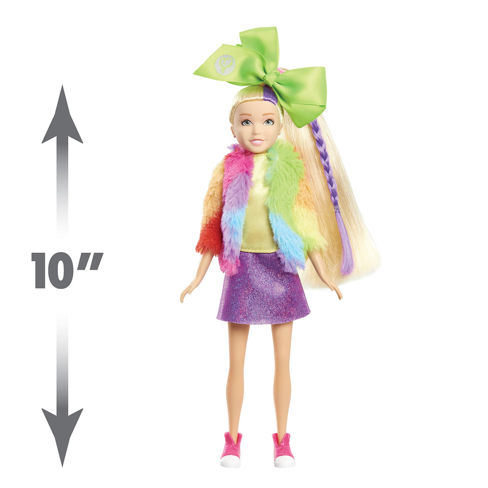 Just Play JoJo Siwa fashion doll with rainbow jacket and purple skirt for storytelling