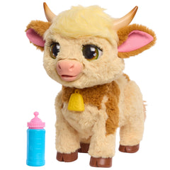 Just Play Maggie feed & follow cow standing; ideal for interactive playtime with kids.