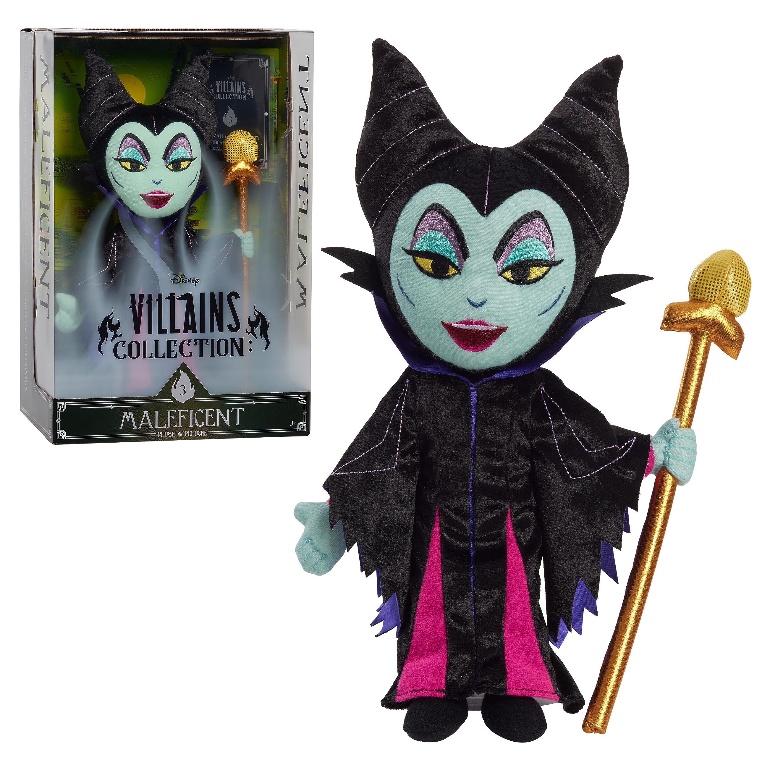 Just Play Maleficent plush doll, 13-inch, velvet robe, ideal for display and collection