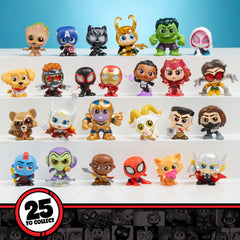 Desk or dorm display setup featuring Marvel Doorables Action Peek capsule